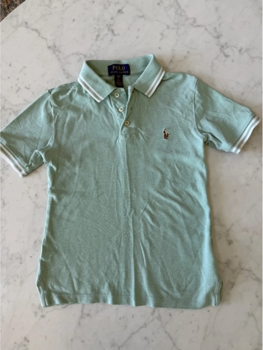Polo Ralph Lauren Boys S 8 Mint Green Cotton Pique Polo Shirt Pony Logo
